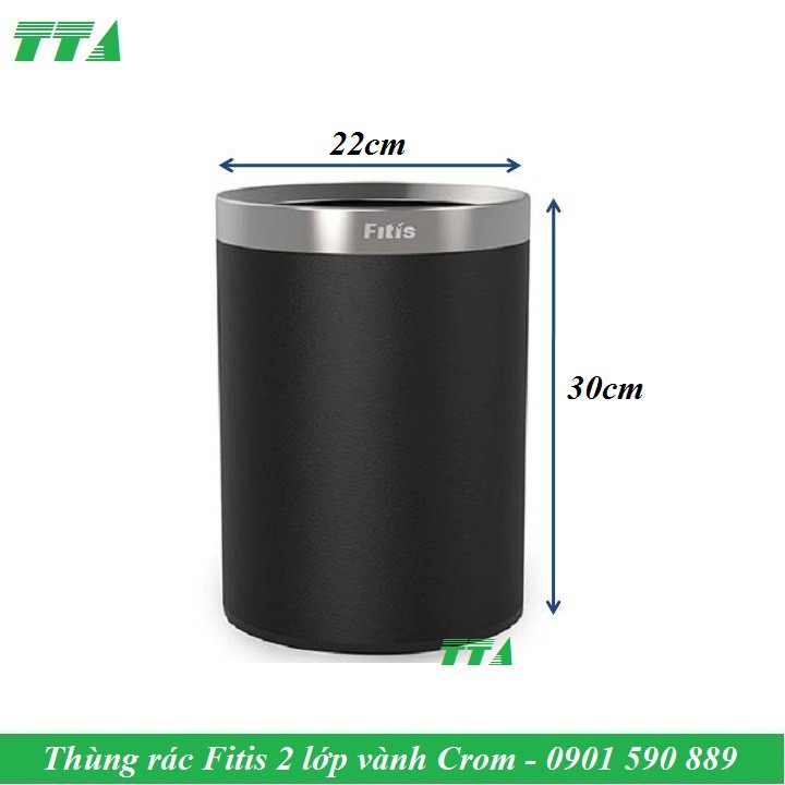 Thùng rác Fitis 2 lớp nhựa PP hình trụ tròn 901