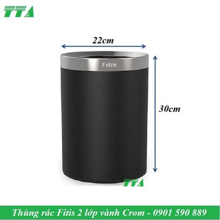 Thùng rác Fitis 2 lớp nhựa PP hình trụ tròn 901
