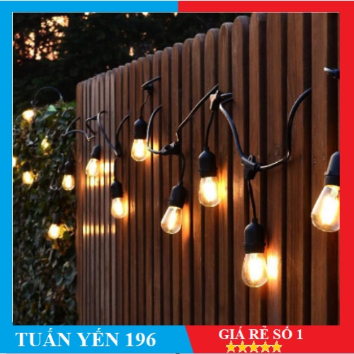 Dây Đèn Kín Nước Ngoài Trời trang trí dây tròn lớn 5m 10 đuôi, 10m 20 đuôi,10m 15 đuôi. 15m 30đuôi Đui E27 không bóng