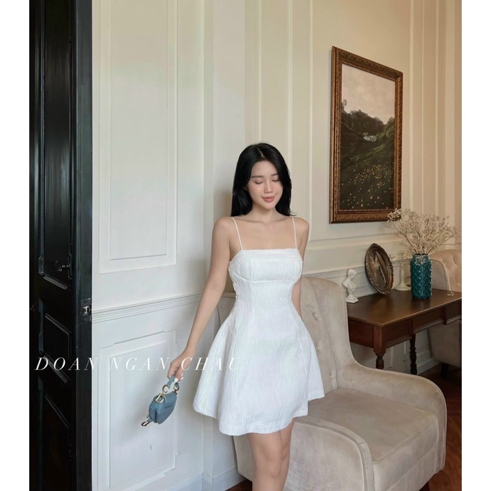 Đầm Váy 2 Dây Sớ Gỗ Cúp Ngực