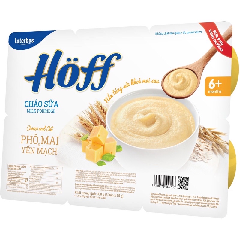 Cháo Sữa Pho Mai Yến Mạch Hoff vỉ 6hủ 55g ()