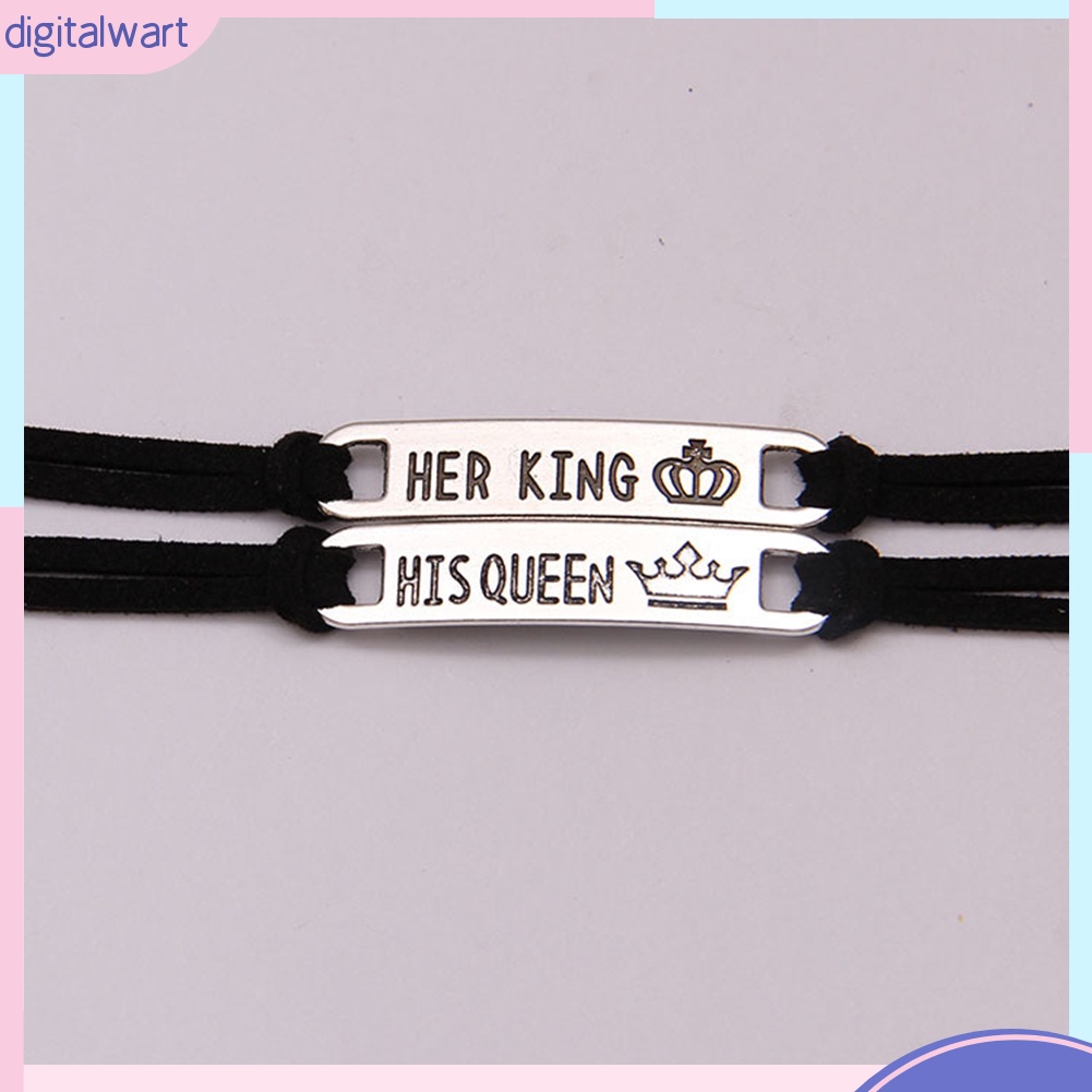 Vòng đeo tay gắn trang trí mặt kim loại His Queen / Her King dành cho các couple