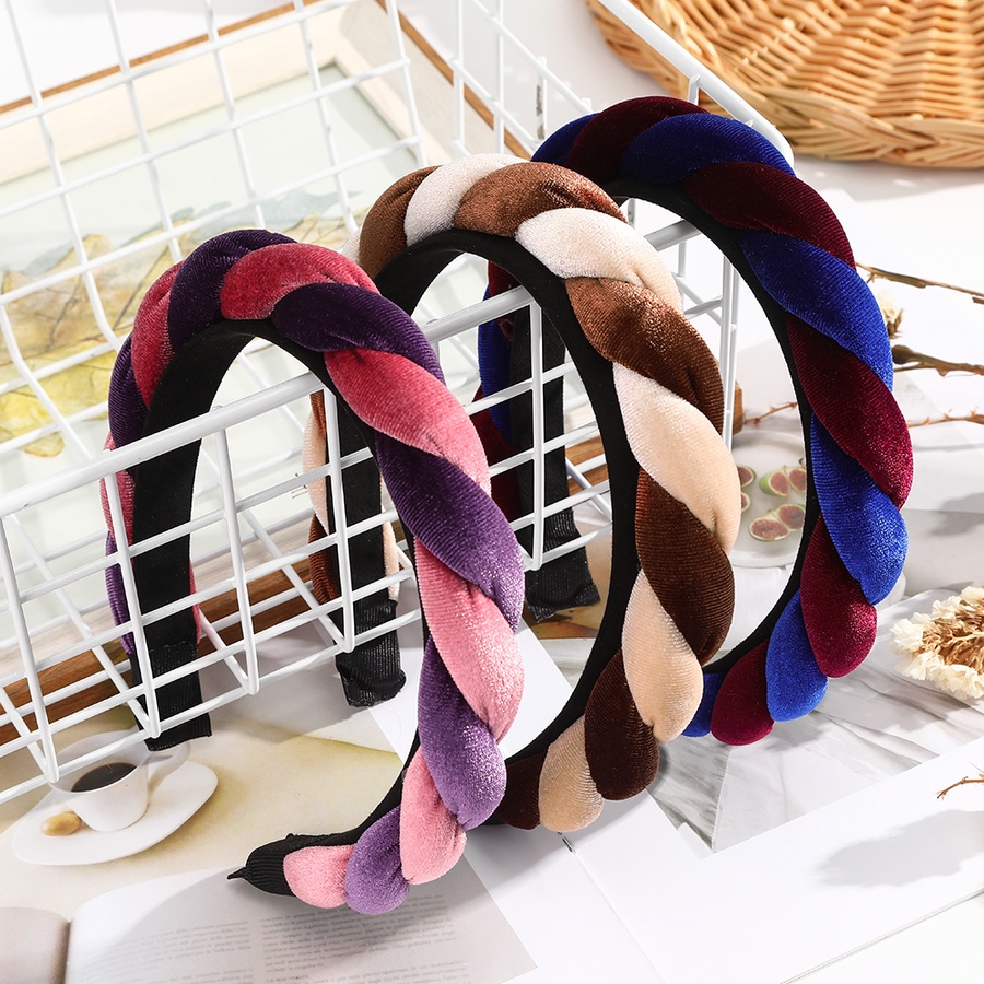 Băng đô vải nhung thắt bím thời trang Hàn Quốc cho nữ tùy chọn màu sắc