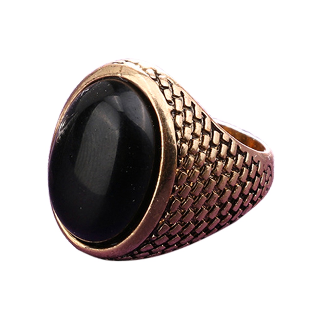 Nhẫn Đính Đá Nhân Tạo Hình Oval Phong Cách Gothic Punk Dành Cho Nam