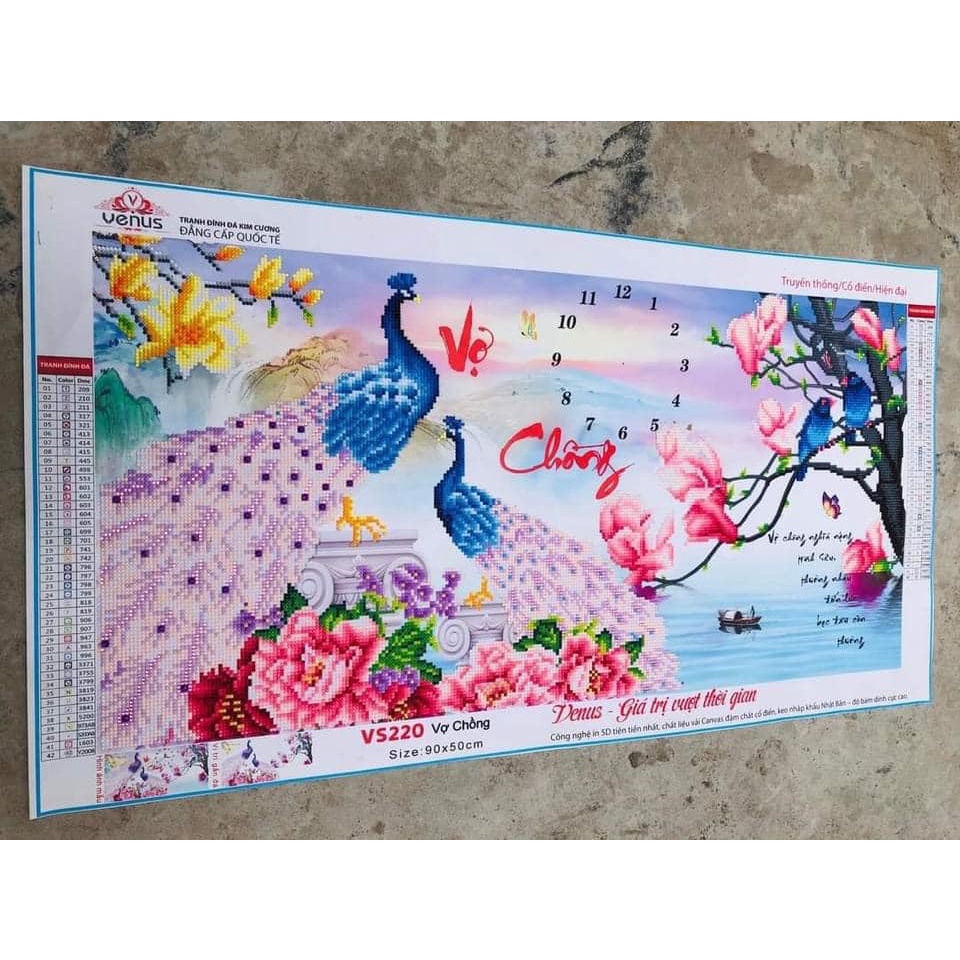 Tranh đính đá 5D thư pháp Vợ chồng LV490, VS220, VS250- chưa đính đá