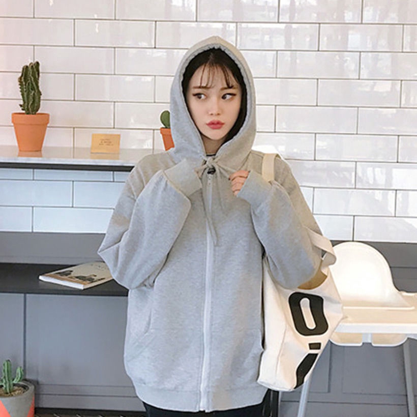 Áo Khoác Có Nón Và Khóa Kéo Màu Trơn Đơn Giản Phong Cách Thể Thao Dễ Phối Đồ Cho Nữ | BigBuy360 - bigbuy360.vn