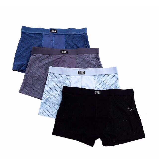 Bộ 4 Quần Lót Boxer Thông Hơi Có Túi Xách Cao Cấp
