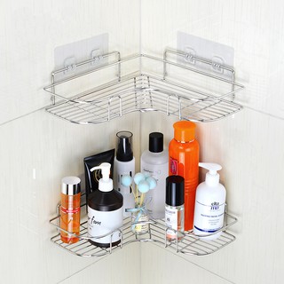 Kệ góc Inox không gỉ nhà tắm, nhà bếp, phòng khách tam giác dán tường siêu dính