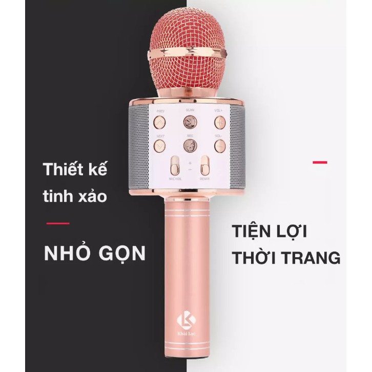 Mic hát karaoke không dây Loa Bluetooth với âm thanh ấm karaoke karaoke cầm tay mini hát hát hay nhất hiện nay [ws858]