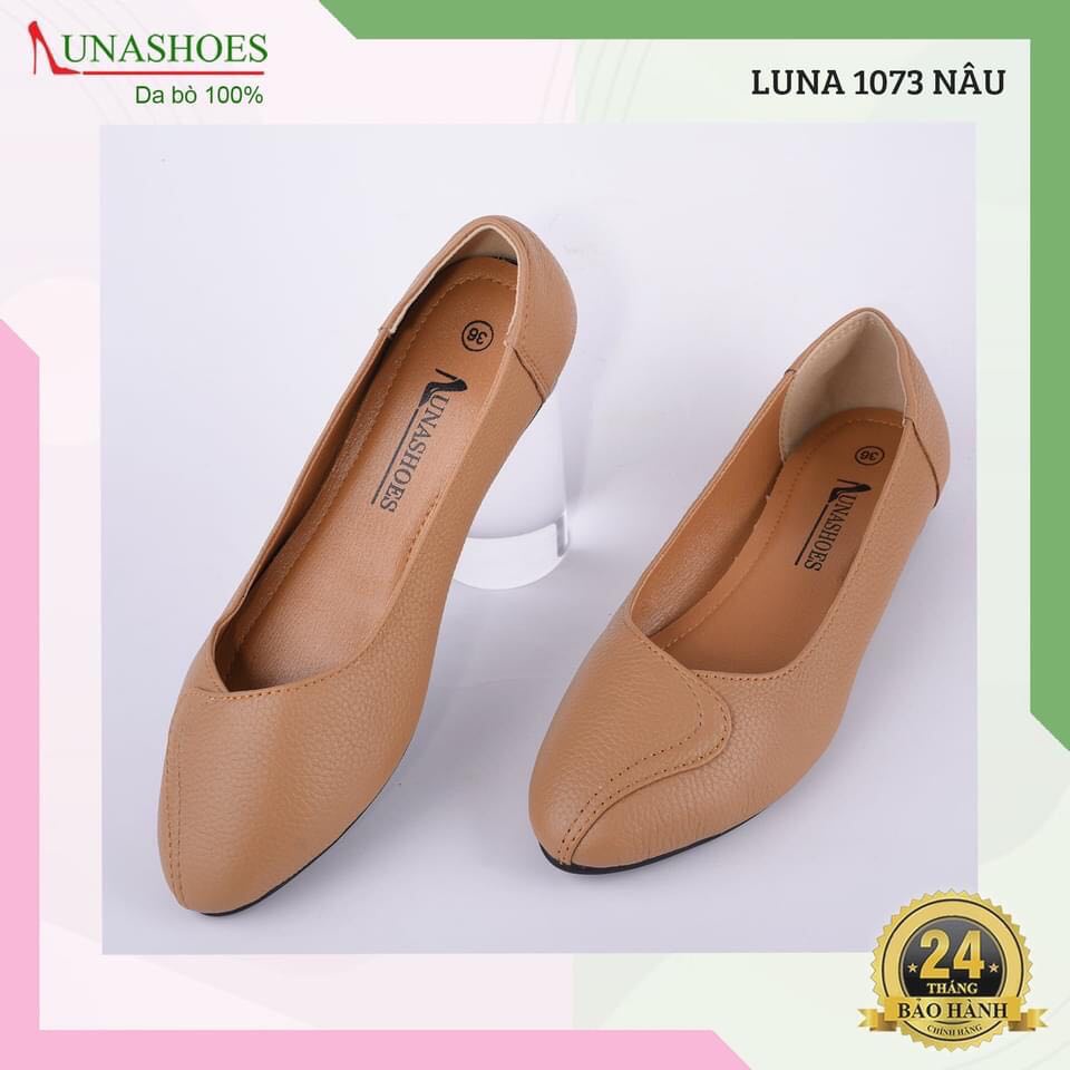 Giày moca nữ Lunashoes 1073 giầy đế bệt mũi nhọn cho mẹ cao cấp nhiều màu bảo hành 24 tháng Fullbox hàng vnxk