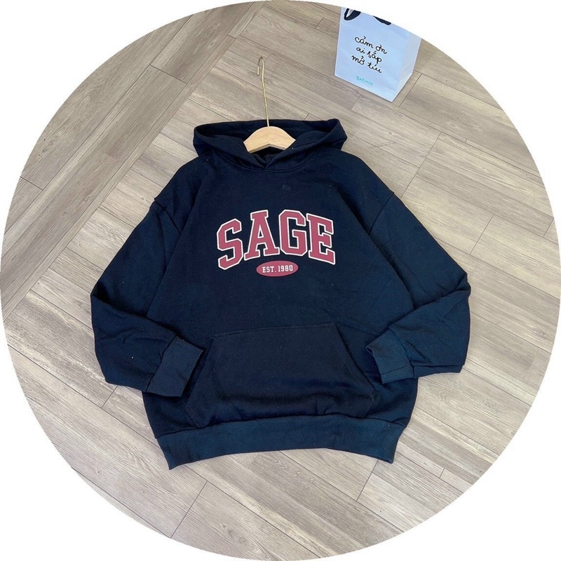 Áonkhoacs hoodie form rộng unisex áo khoác hoodie nữ chất nỉ ngoại cao cấp SAGE
