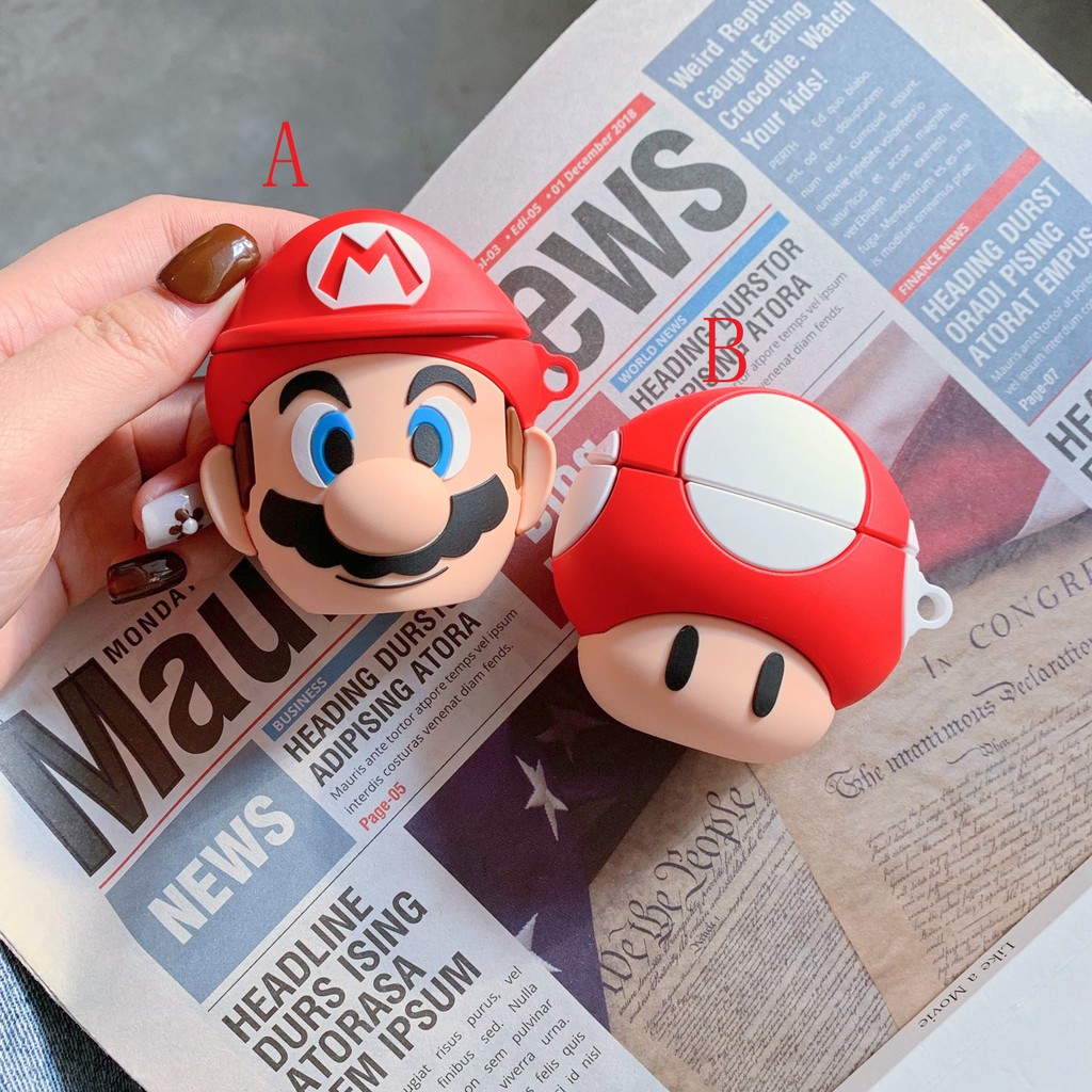Vỏ Đựng Bảo Vệ Hộp Sạc Tai Nghe Airpods 1 / 2 pro Hình Mario Ngộ Nghĩnh