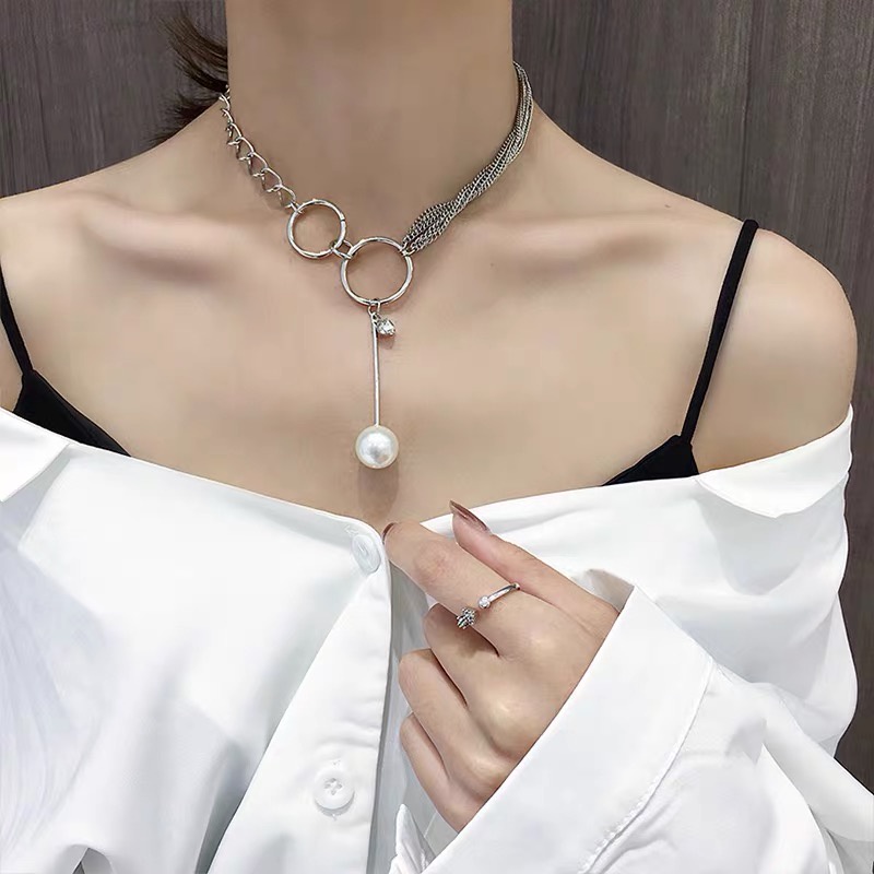 Dây Chuyền Hàn Quốc Thời Trang Phối Khoen Tròn Cá Tính Mainia Shop