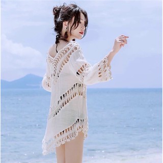 Áo choàng kimono đi biển pha ren