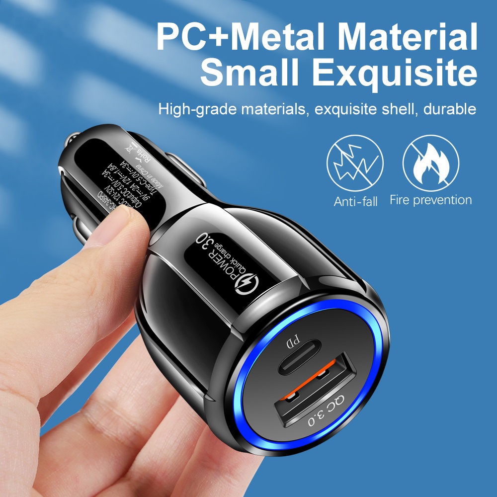 Tẩu Sạc Điện Thoại Nhanh QC3.0 2 Cổng USB 12V 24V Cho Xe Hơi