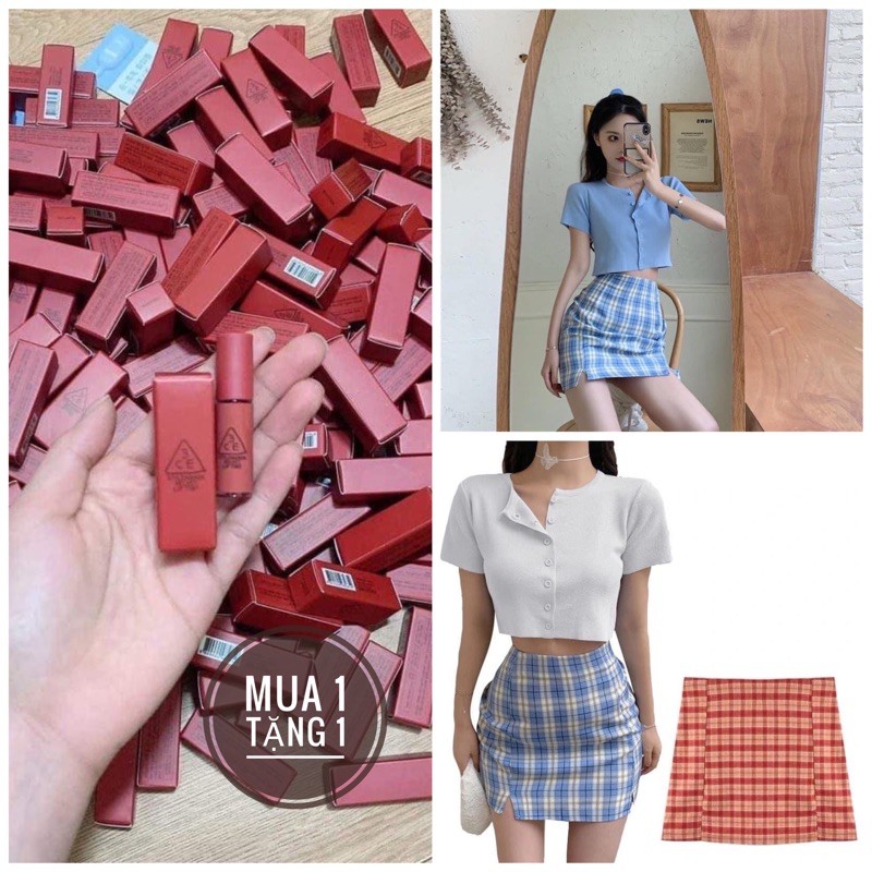 [TẶNG SON 3CE CHÍNH HÃNG] SET VÁY ÁO CARDIGAN + CHÂN VÁY CARO GIÁ HỦY DIỆT | BigBuy360 - bigbuy360.vn