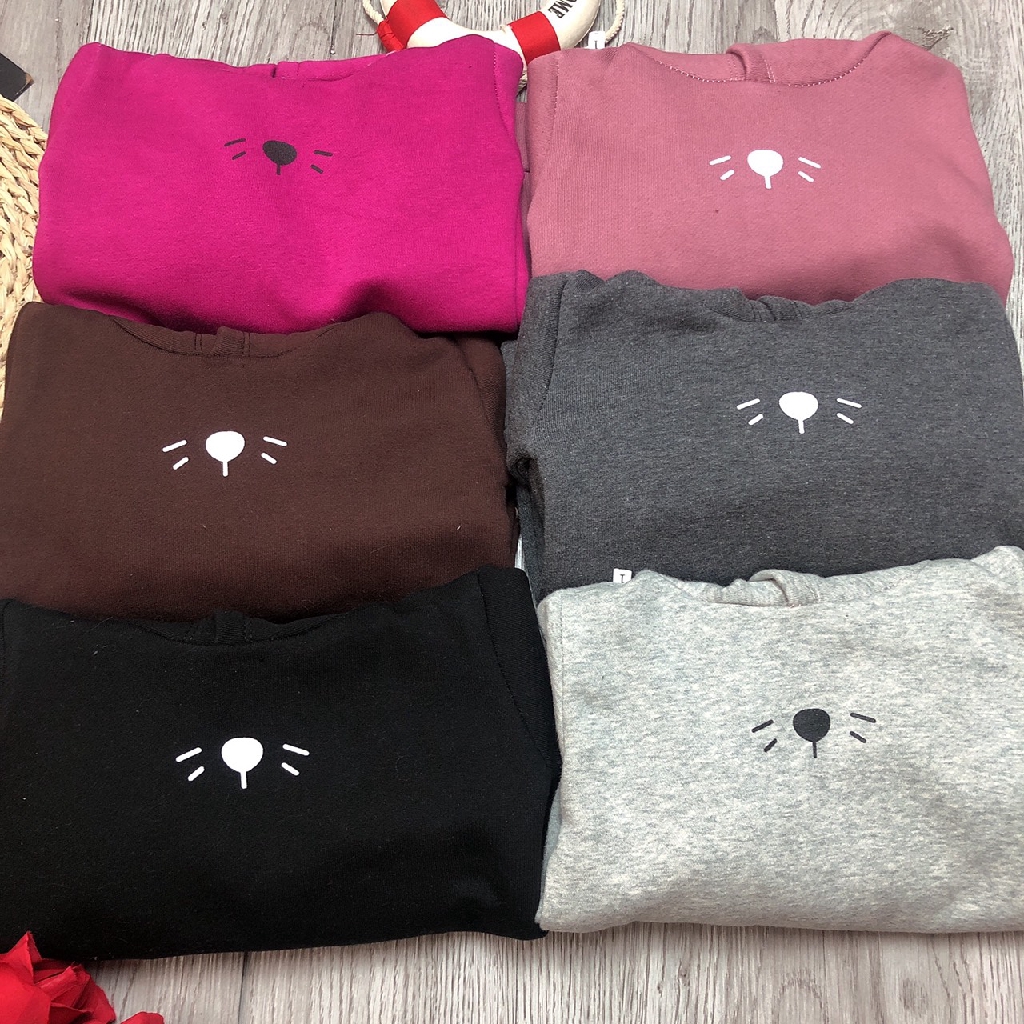 Áo nỉ hoodies tai mèo dễ thương QATE383 cho bé gái | WebRaoVat - webraovat.net.vn