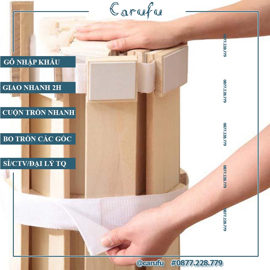 Giường Pallet gỗ 1m6 x 2m cuộn tròn gấp gọn dễ dàng | Gỗ Thông Nhập Khẩu | Bo góc