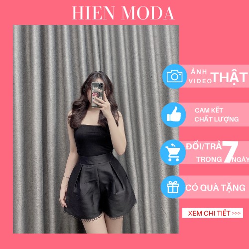 Quần Sooc nữ đẹp kiểu viền lỗ , Quần short nữ phồng cạp cao