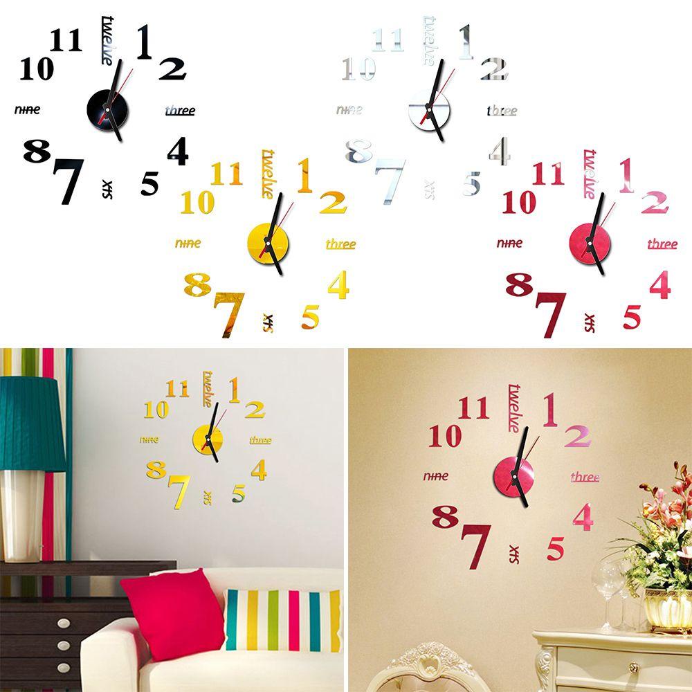 Đồng Hồ Dán Tường 3D DIY KENT1 Phong Cách Hiện Đại Tự Dính Không Ồn