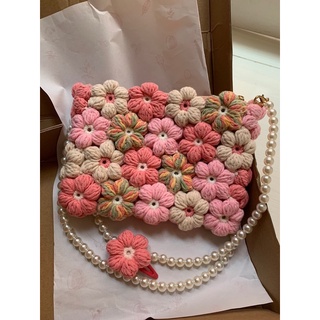 ( Sẵn ) Túi len ghép hoa / Túi len handmade