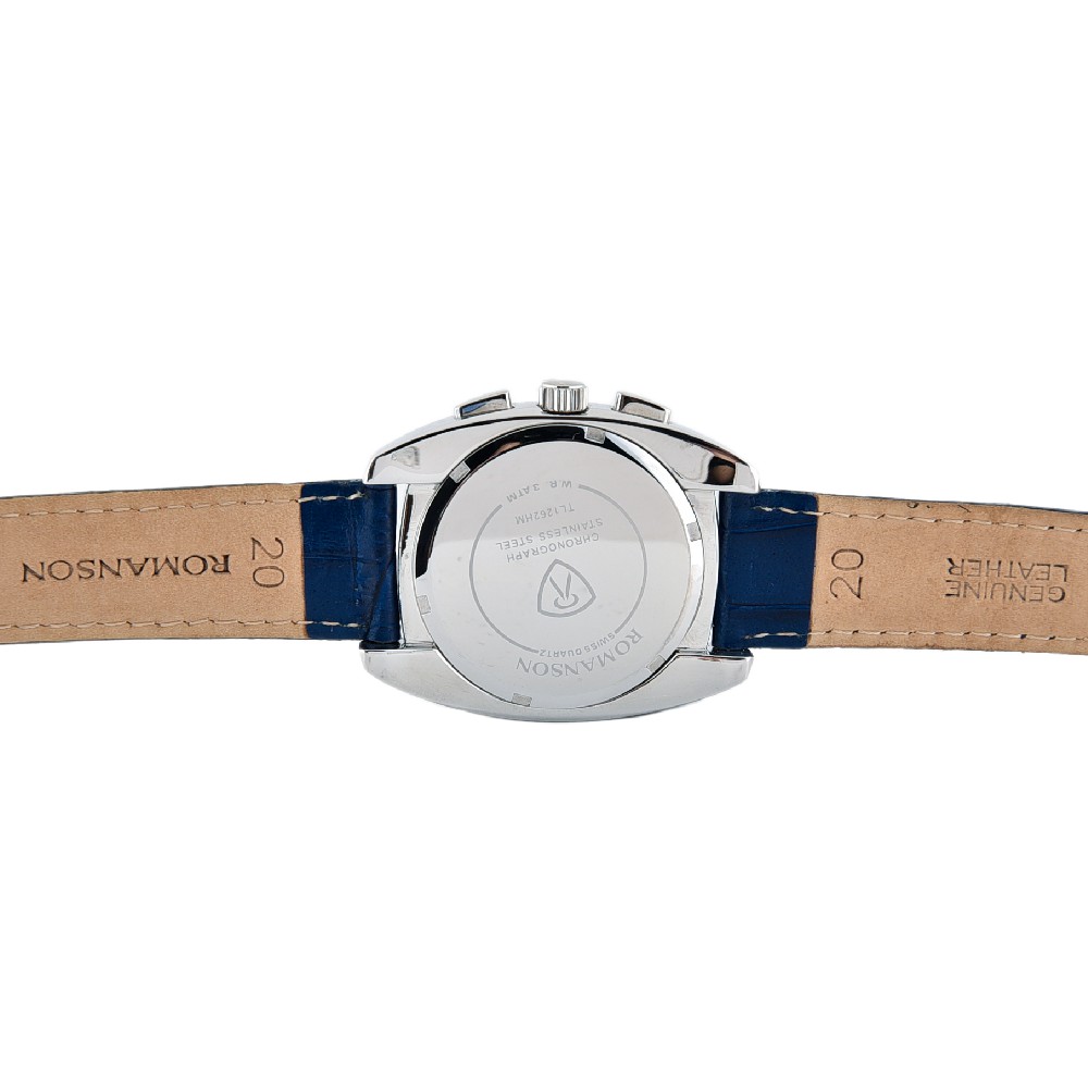 Đồng hồ Romanson Sport Men Watch TL1262HMWBLUE thể thao nam mặt kính chống xước, máy Thụy Sĩ dây da chính hãng