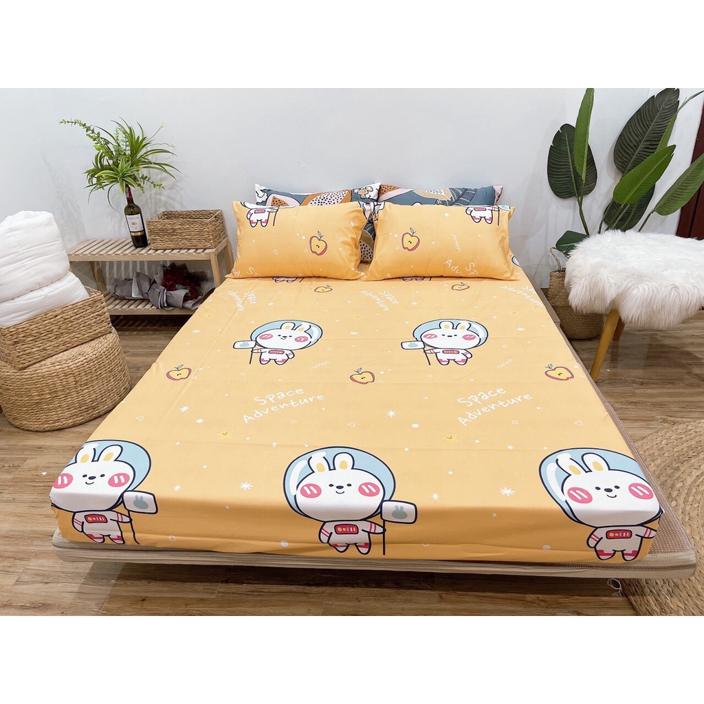 Bộ ga gối lụa thái nhập khẩu cao cấp họa tiết sang trọng, chất lụa thái thoáng mát mềm mịn miễn phí bo chun - Ami.Decor