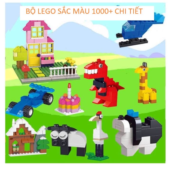 BỘ ĐỒ CHƠI THÔNG MINH LẮP GHÉP LEGO 1000 CHI TIẾT NHIỀU MÀU SẮC CHO BÉ THỎA SỨC SÁNG TẠO HỘP MÀU XANH