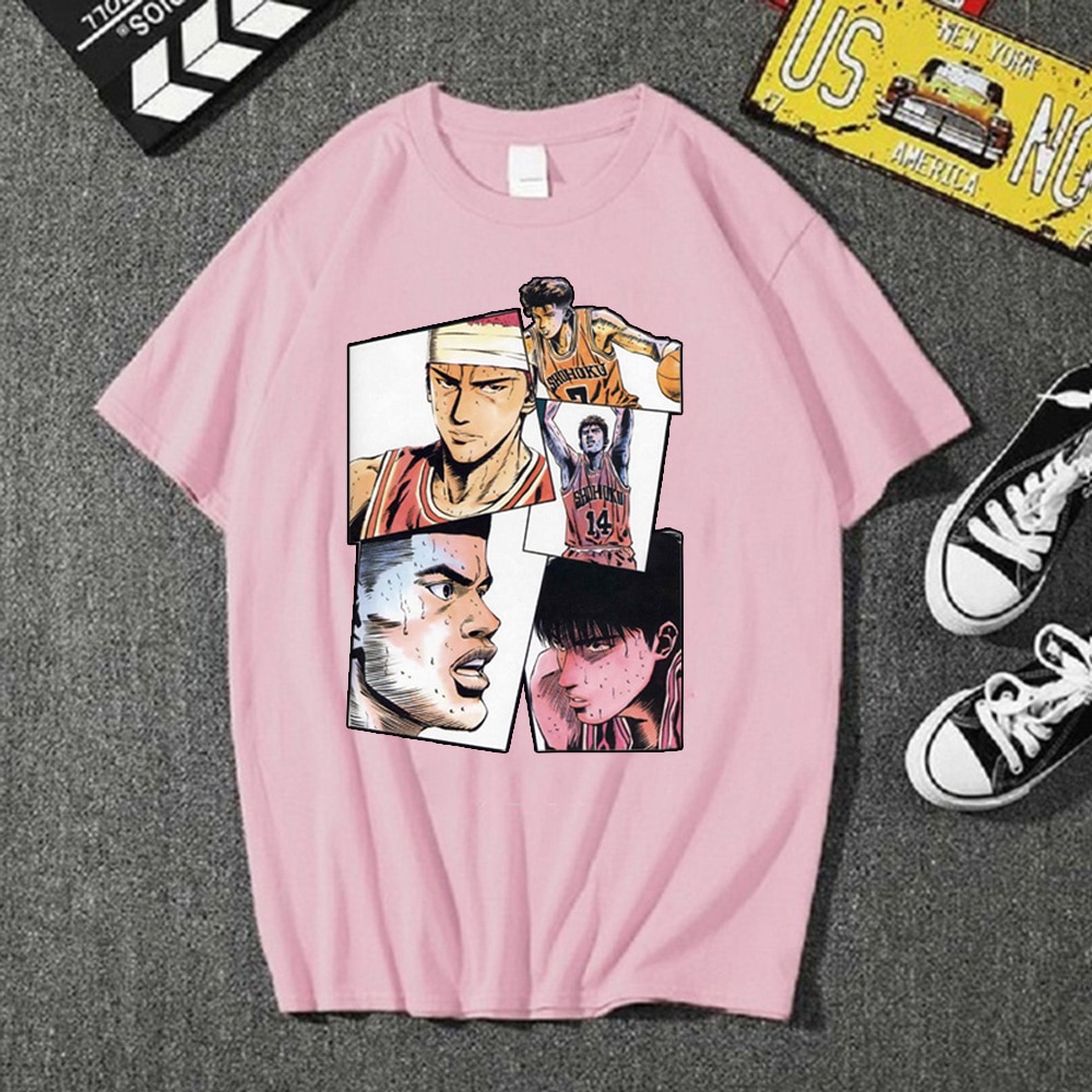 2021 Moda Japonesa Anime Slam Dunk T-shirts Streetwear Esporte Para Homens Mulheres Verão Hip Hop Manga Curta
