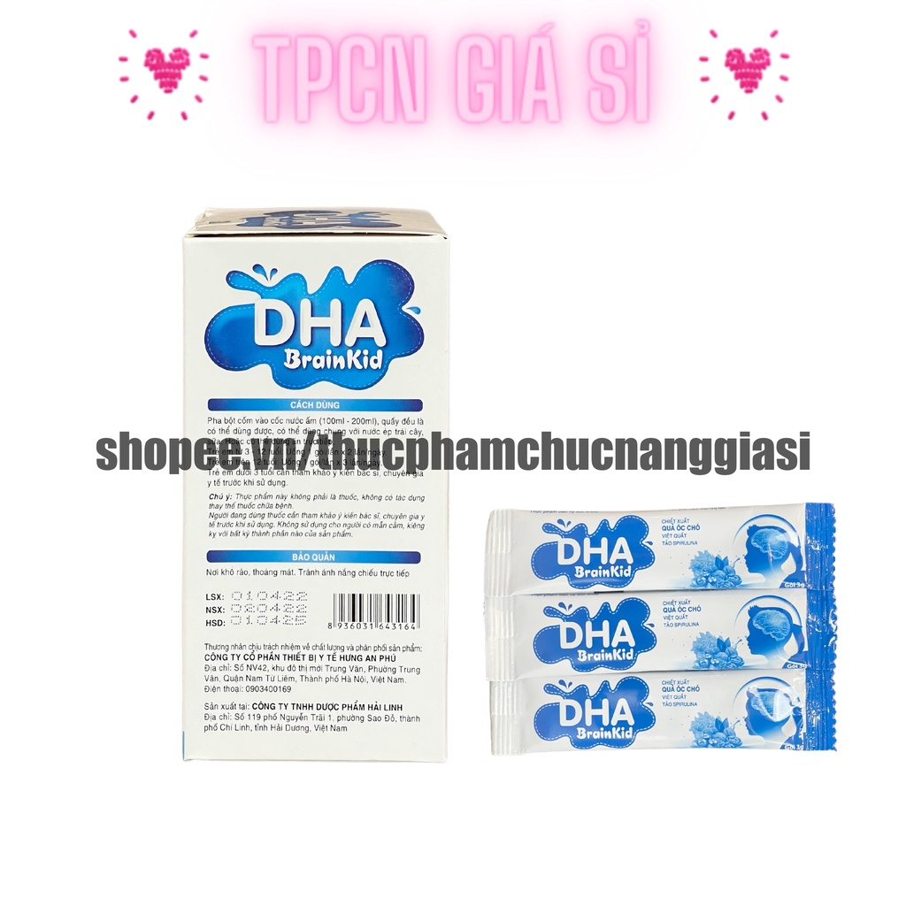 Cốm bổ não cho bé Brain KID bổ sung dha, óc chó, việt quất giúp trẻ sáng mắt, thông minh - Hộp 20 gói