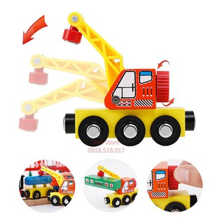 Xe cần cẩu gỗ Onshine - có nam châm để nâng hạ hàng hóa và Có thể chơi cùng đường ray gỗ