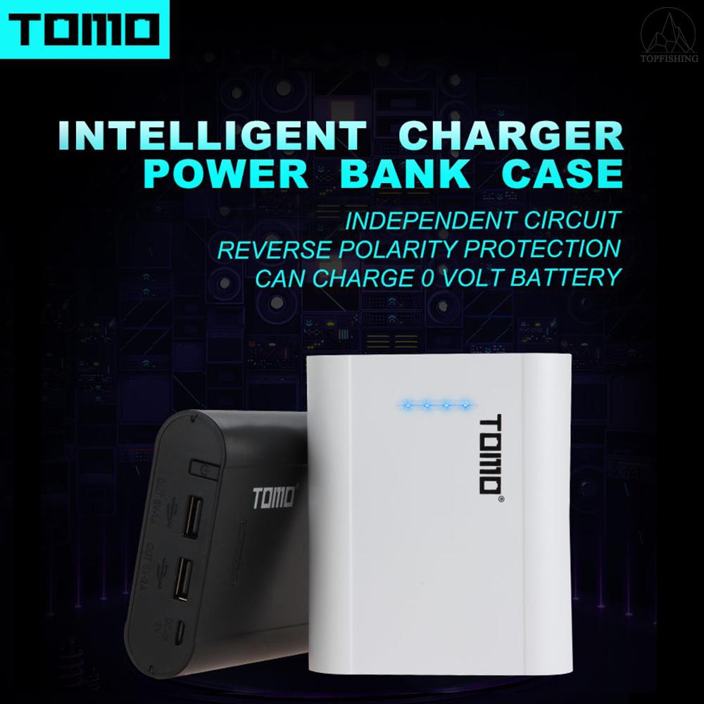 Tfh★TOMO P4 18650 Li-ion Battery Charger Micro USB Input Dual Output Smart Power Bank Portable Charger for Cellphones