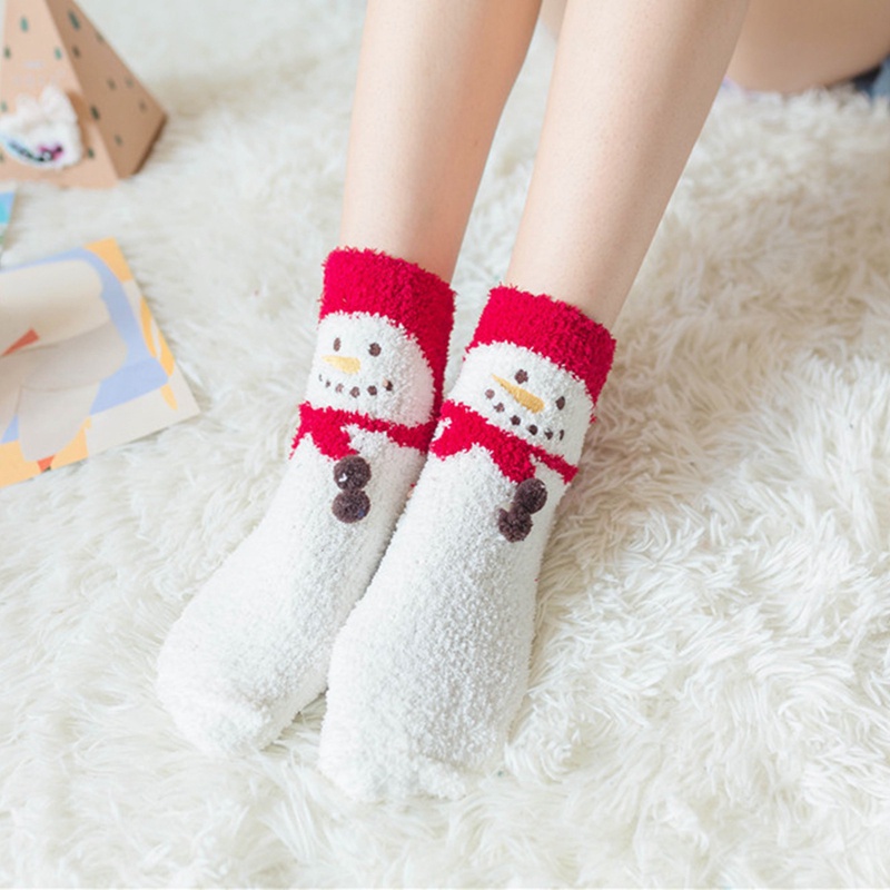 Ygt Vớ Nhung San Hô Dày Ấm Áp Mùa Đông In Hình Hươu 3D Dễ Thương Làm Quà Tặng Giáng Sinh Cho Nữ