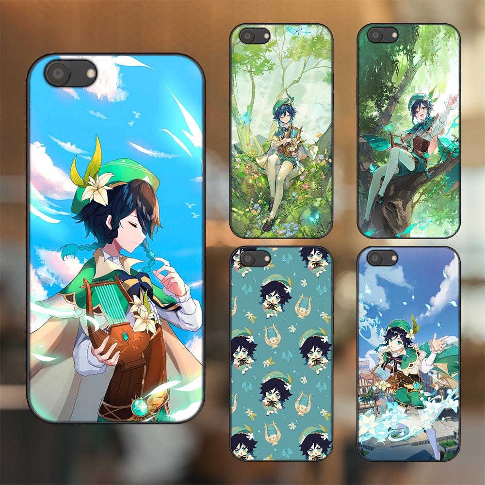 Ốp lưng Oppo A83 viền đen in hình Venti Genshin Impact