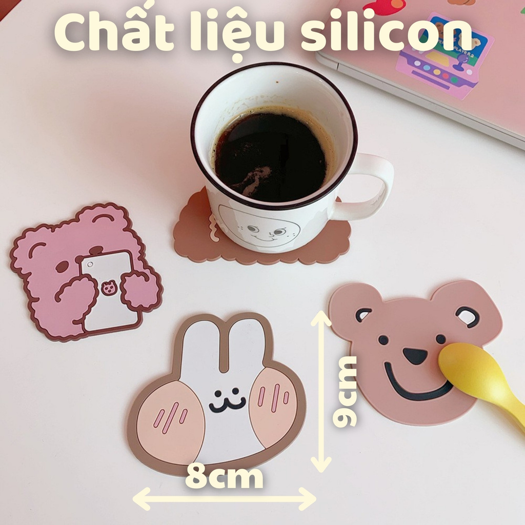 Miếng silicon hình động vật siêu đa năng lót cốc