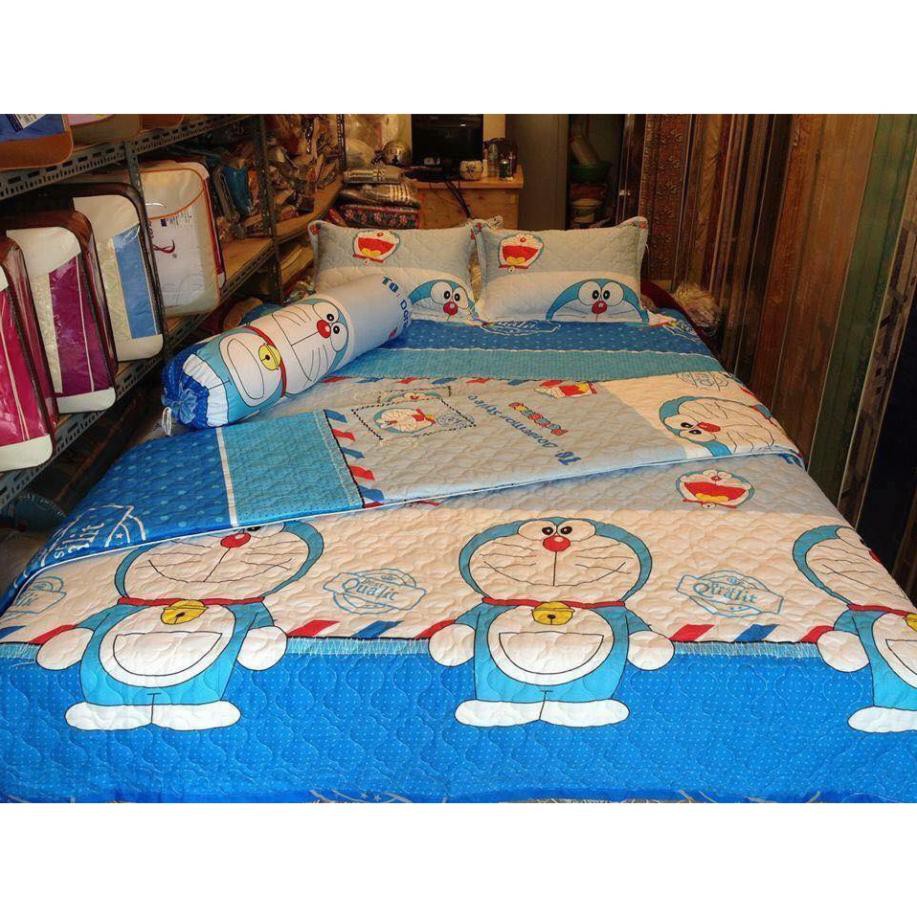 TRỌN BỘ CHĂN GA GỐI COMBO 5 MÓN ( 1 Drap + 2 Vỏ Gối Nằm + 1 Chăn Hè + 1 Vỏ Gối Ôm ) ĐÔREMON THƯ - DRAP RA 5 MÓN DOREMON | BigBuy360 - bigbuy360.vn