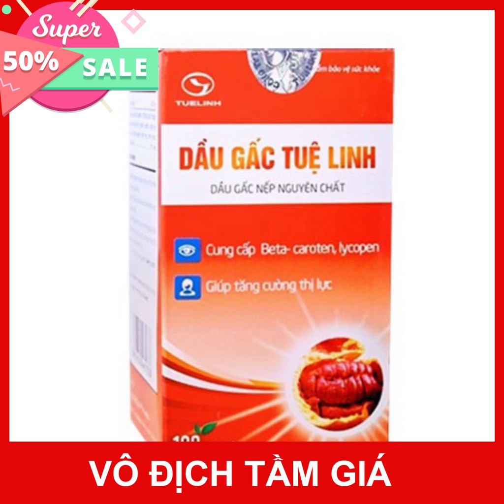 Dầu Gấc Tuệ Linh hỗ trợ tăng cường thị lực, hỗ trợ làm giảm các triệu chứng nhức mỏi mắt (Hộp 100v)