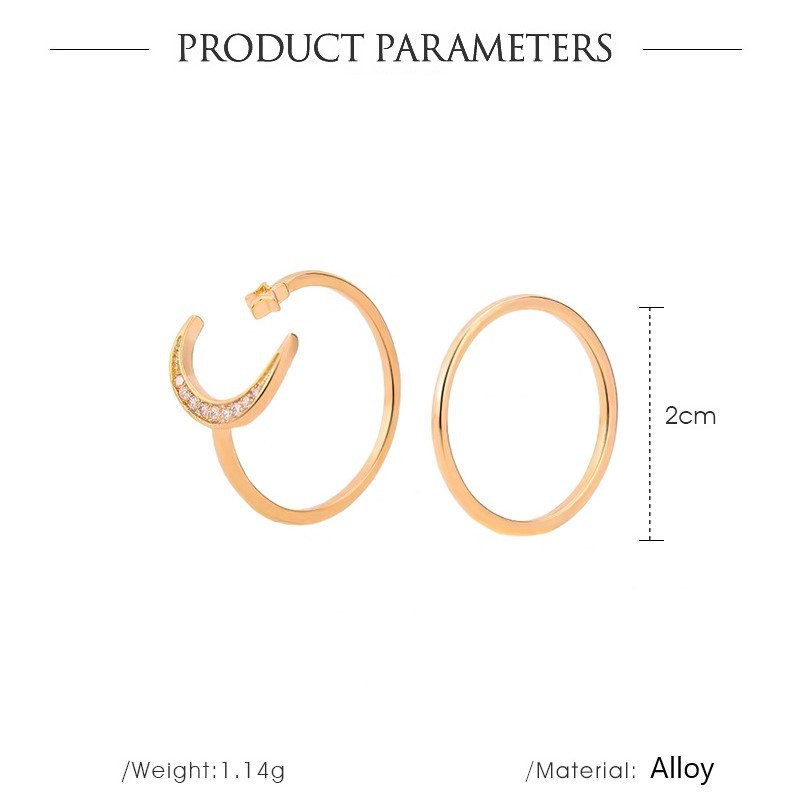 Bộ nhẫn hình mặt trăng và ngôi sao kiểu dáng sáng tạo đơn giản thời trang