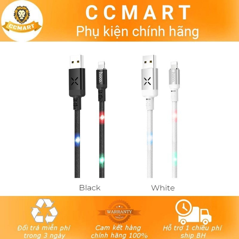 Cáp sạc nhanh HOCO U63 cho iPhone/iPad có đèn LED cảm biến Max 5V-2.4 dài 1m2 - Chính hãngCòn hàng