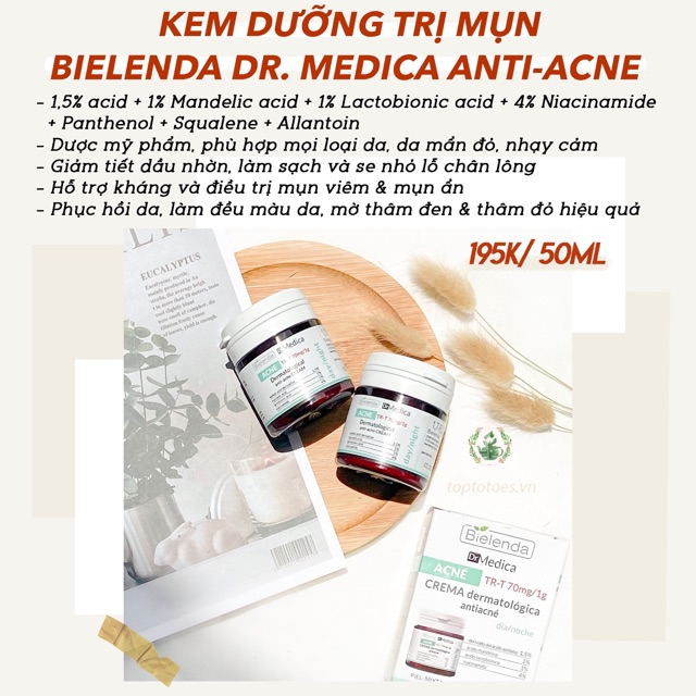 [Mã SKAMPUSH11 giảm 10% đơn 200k] Kem dưỡng Niacinamide Bielenda Dr. Medica Anti-acne Dermatological giảm mụn, mờ thâm