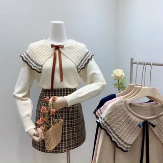 Áo len cổ bèo nơ cực xinh