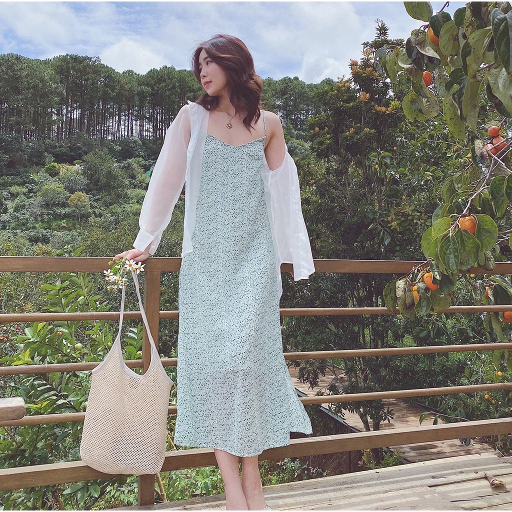 Đầm dây hoa xanh Camille Dress Gem Clothing SP060276
