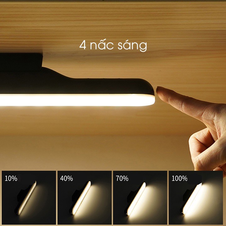 Đèn led dán tường tích điện 1800mAh đèn đọc sách trang điểm bàn học bàn làm việc 4 chế độ sáng cảm ứng chạm tiện lợi