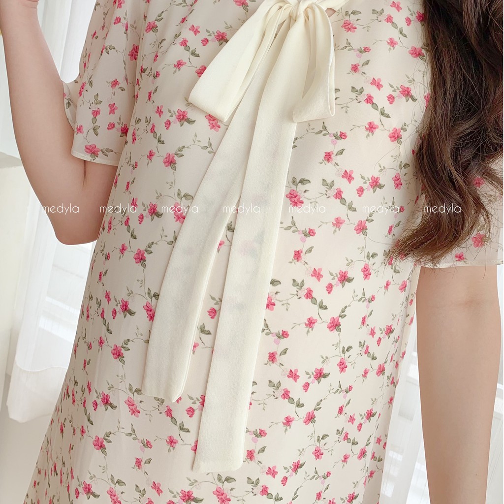 Váy bầu xinh mùa hè 2 lớp chiffon lót lụa chất mát - Đầm bầu công sở dự tiệc thiết kế Medyla - VS723