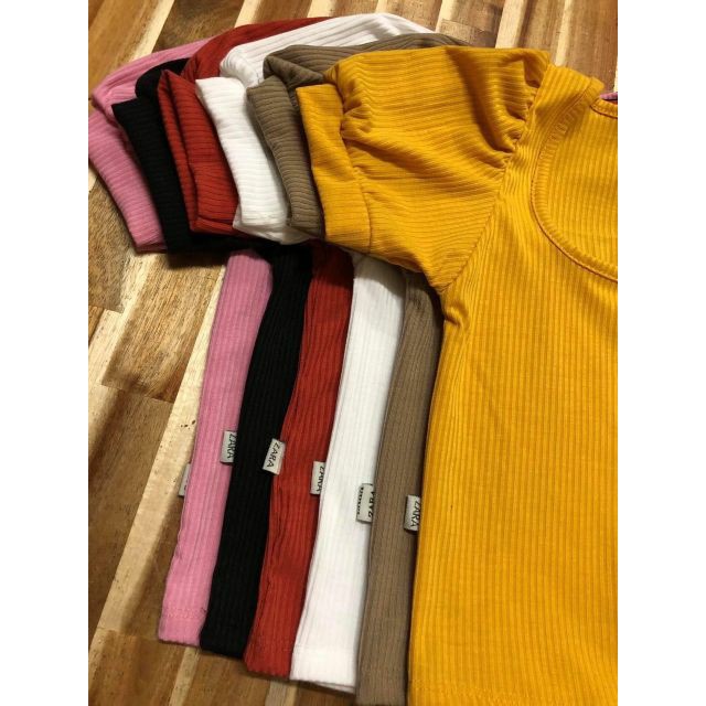 ÁO THUN GÂN TAY PHỒNG CỔ VUÔNG  Croptop