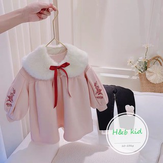 Áo khoác nỉ bông phối cổ lông