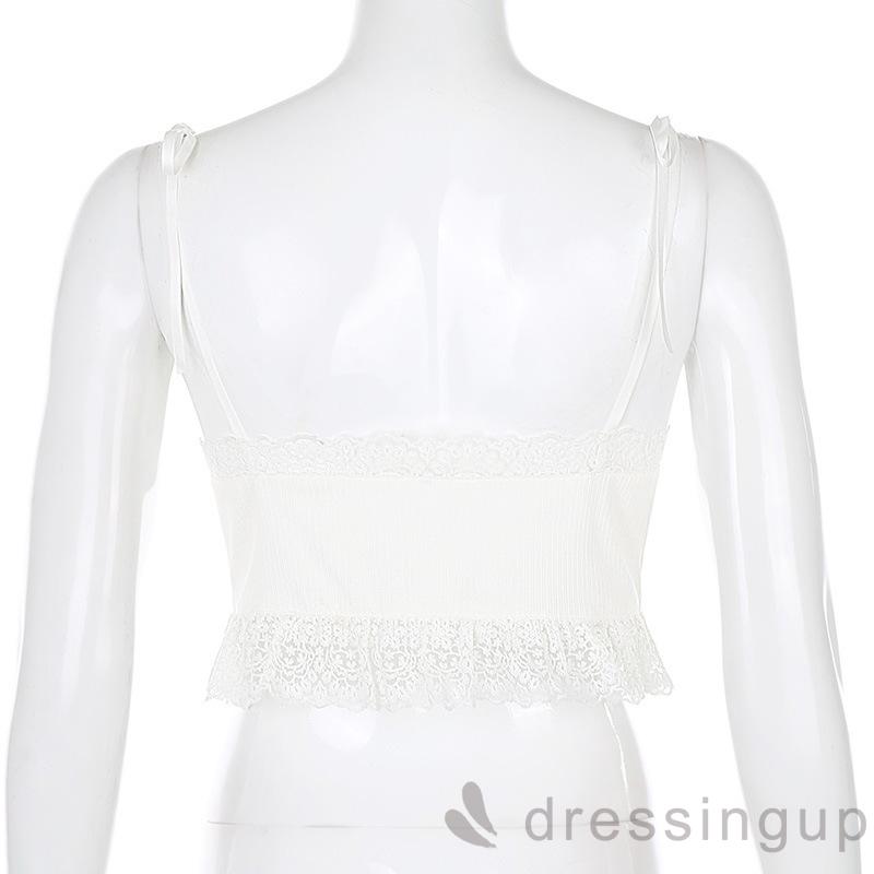 Áo lửng hai dây cổ chữ v phối ren quyến rũ dành cho nữ