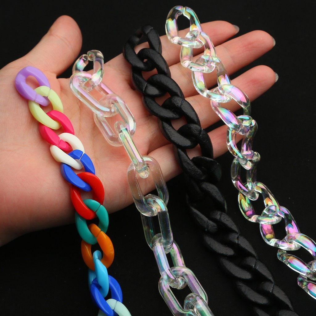 Set 10-30 Hạt Nhựa Acrylic Beadia Hình Oval Dùng Làm Vòng Tay/Vòng Cổ