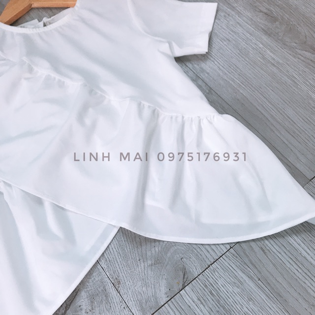 Áo sơmi trắng đáp bèo, chất satin Hàn thoáng mát | BigBuy360 - bigbuy360.vn