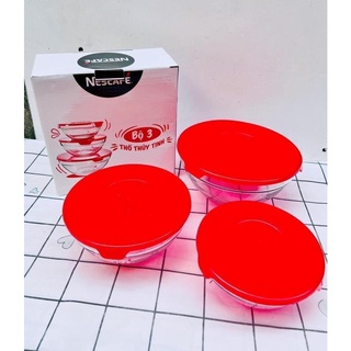 Bộ 3 thố thuỷ tinh hkm của nescafe